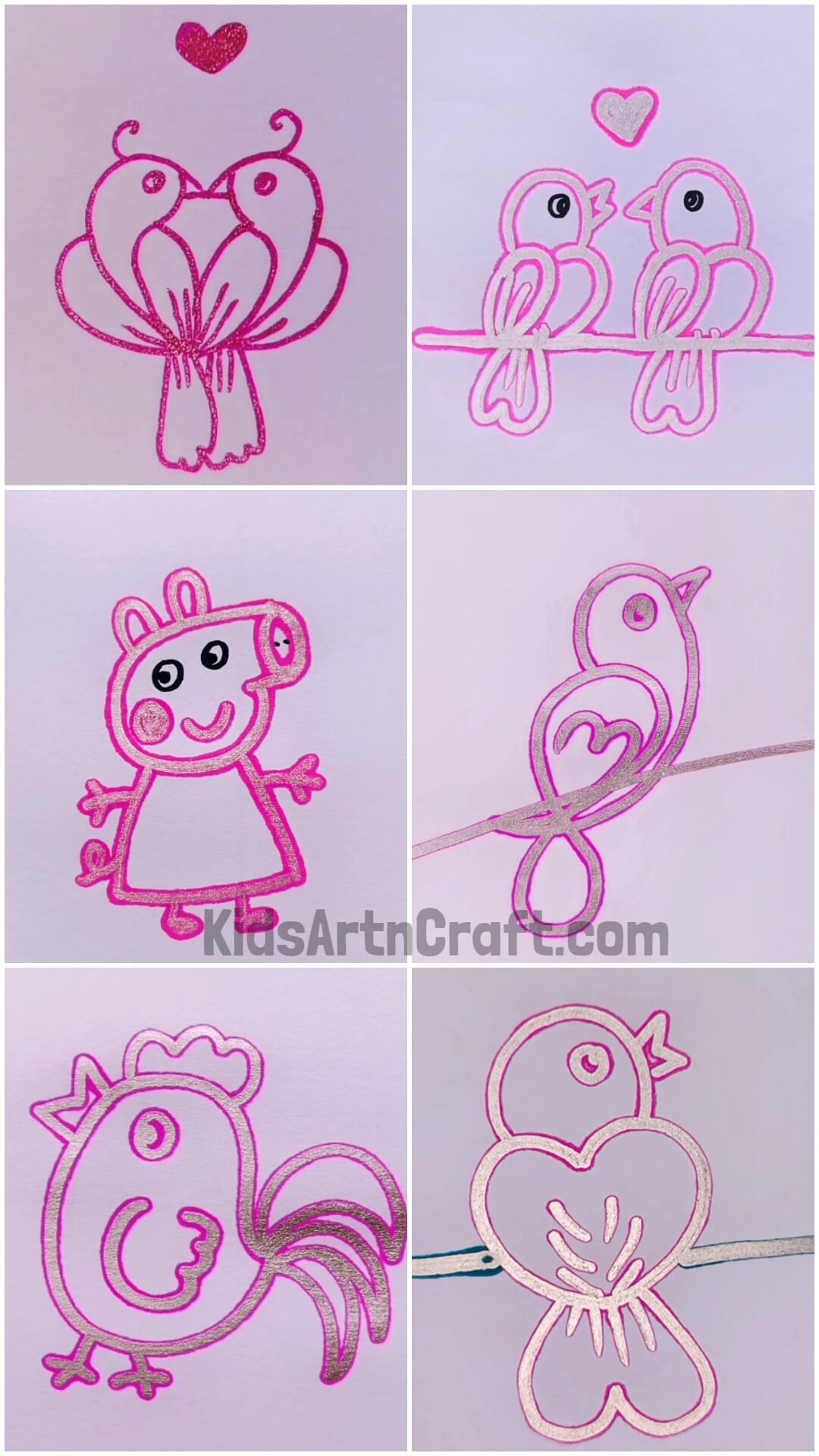 Simple Glitter Pen Drawings for Kids