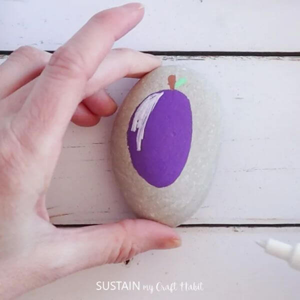 Simple Plum Fruit Painted Kindness Rocks Craft & Activities For Kids