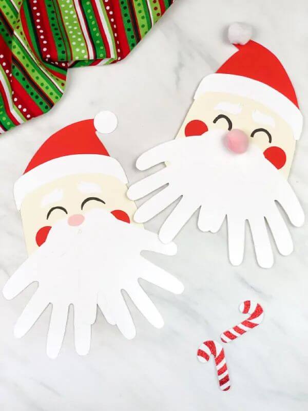 Handprint & Footprint Elementary Santa Claus Craft Ideas For Kids