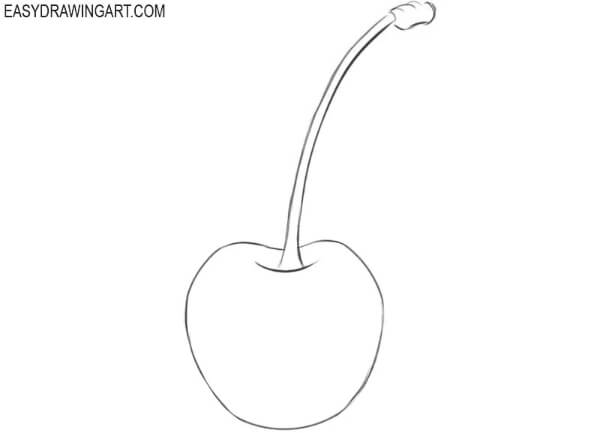 Simple Single Cherry Drawing Tutorial Cherry Drawing & Sketch for Kids