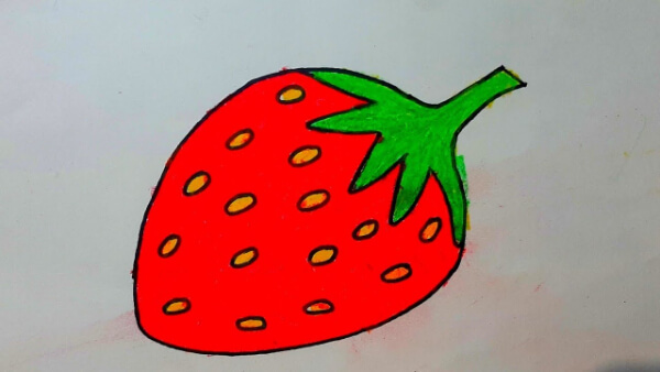 Strawberry Paintings For Kids Simple Strawberry Drawing Step By Step