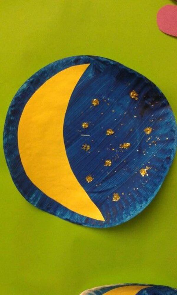 Simple Paper Plate Moon Craft For Preschoolers