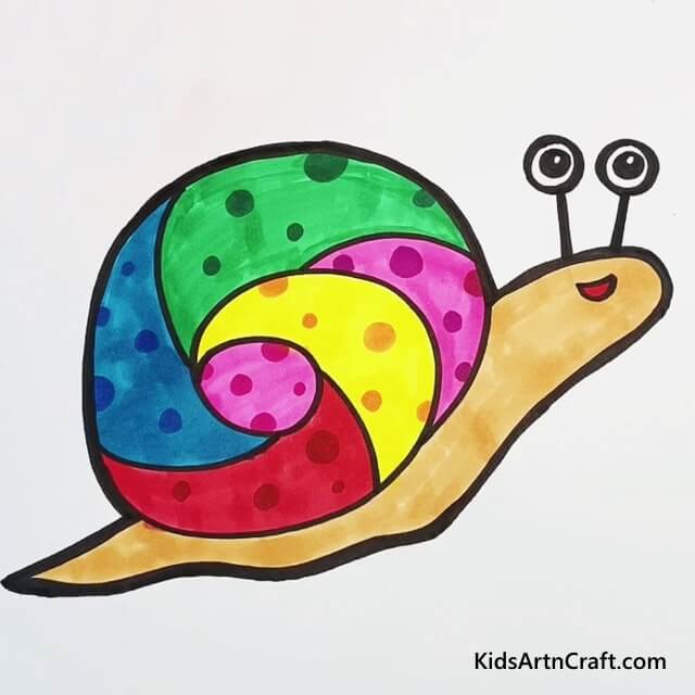 Very Creative And Easy Hand Drawing Activity For Kids Colorful Snail