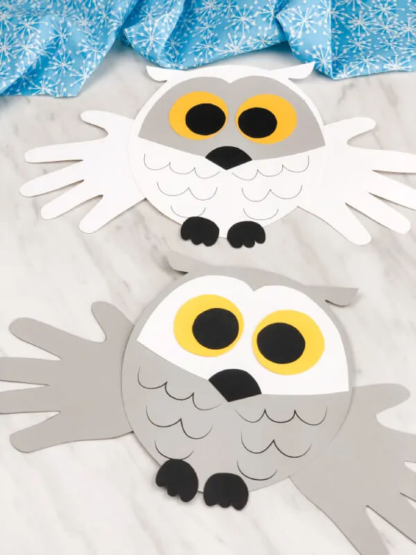 Handprint Snowy Owl Craft For Winter Winter Handprint Crafts For Kids