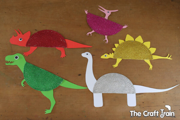 DIY Sparkly Paper Plate Dinosaur Crafts For Kids