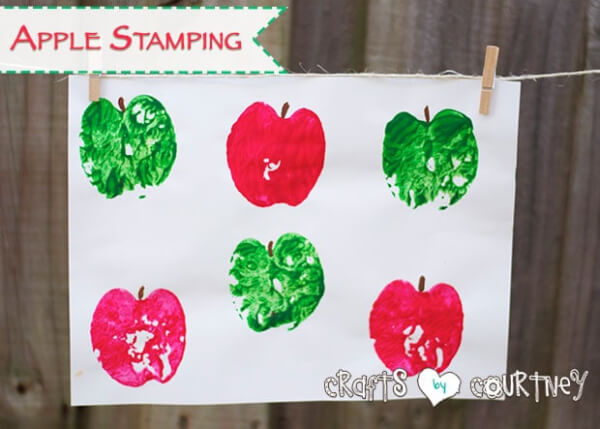 Stamping Painting Apple Art Apple Paintings for Kids