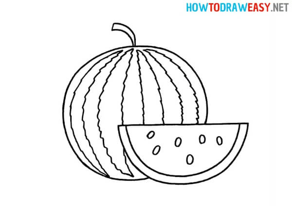 Step By Step Draw A Watermelon For Kids Watermelon Drawing & Sketches for Kids