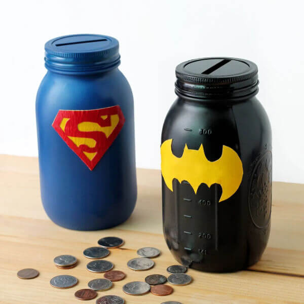 Easy Mason Jar Craft Activities For Kids Superhero Bank Craft Ideas With a Mason Jar