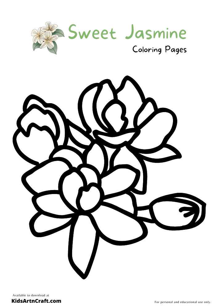 Sweet Jasmine Coloring Pages For Kids – Free Printables