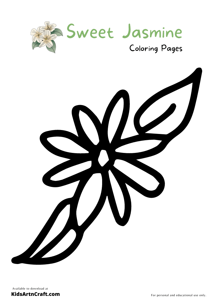 Sweet Jasmine Coloring Pages For Kids – Free Printables
