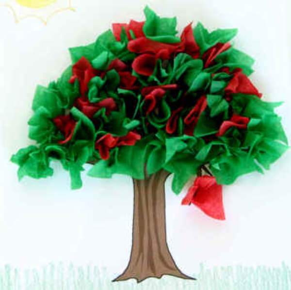 Tissue Paper Cherry Tree Craft