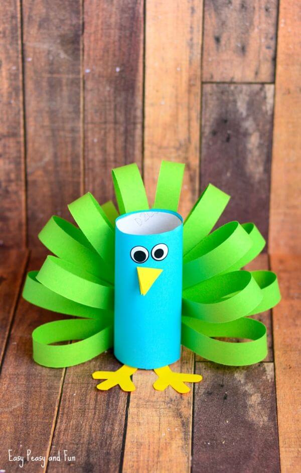 Toilet Paper Roll Peacock Craft Idea For Kids 
