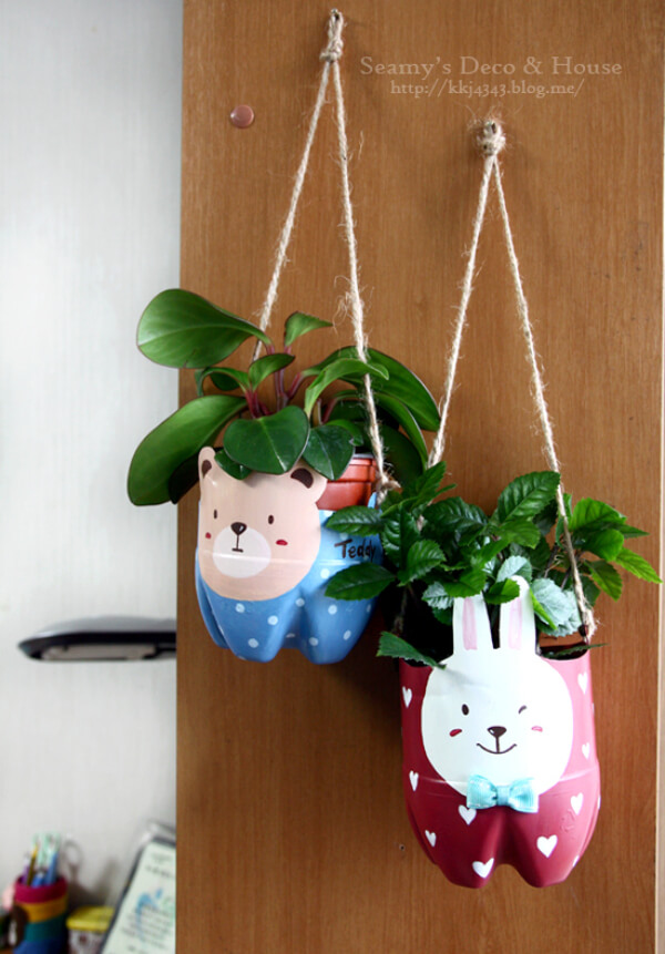 Wall Hanging Animal Pots With Plastic bottle