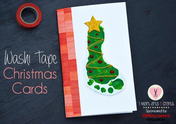 Washi Tape Christmas Handprint Card Craft For Kids Christmas Handprint Crafts For Kids