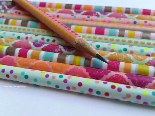 Washi Tape Wrapped Pencils Craft For School