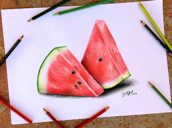 Realistic Watermelon Pencil Drawing