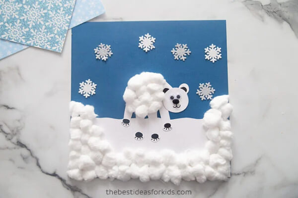 Polar Bear Handprint winter Craft For Kids