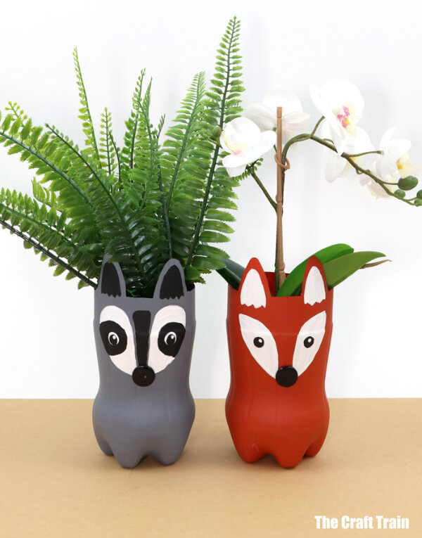 Cute Animal Planters with Plastic Bottle Woodland Animal Planter With Plastic Bottle