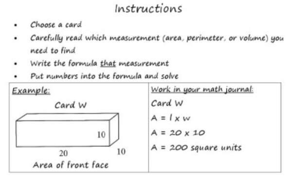Area & perimeter Formula Worksheet Activities For Classroom