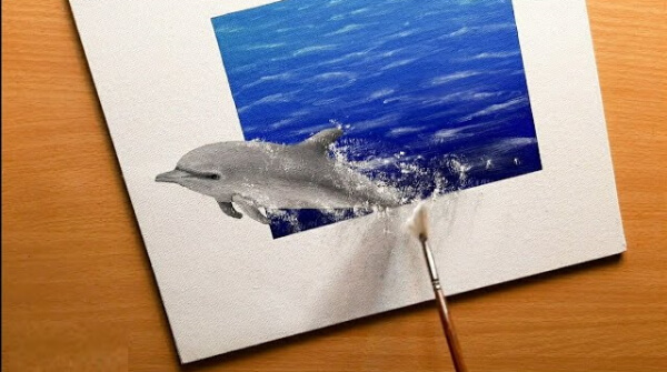 Dolphin Paintings For Kids 3D Dolphin Acrylic Painting