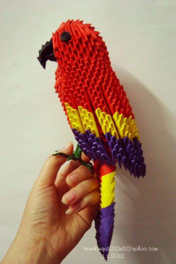 3D Origami Macaw Parrot Craft Idea