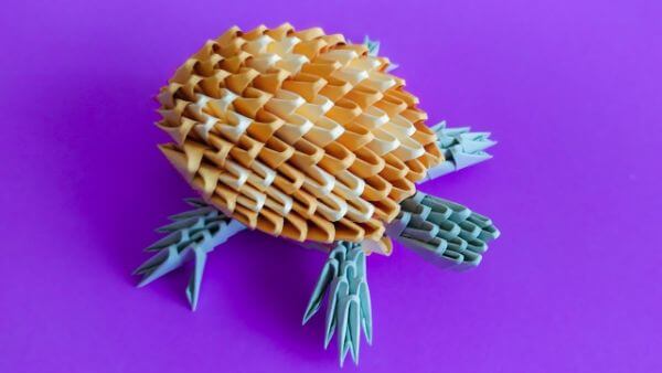 How To Make 3D Origami Turtle Craft For Kids 