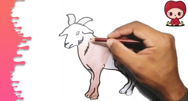 Goat Pencil Color  Painting Goat Paintings For Kids