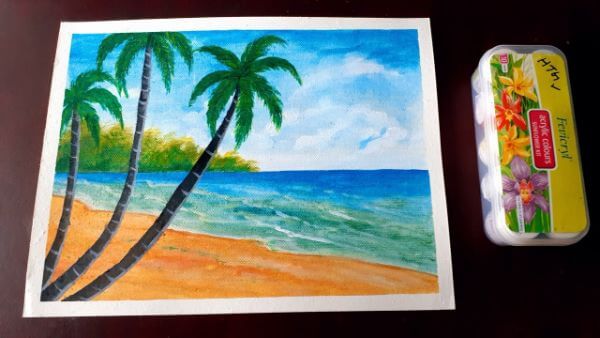 Acrylic Coconut Painting Trees Step By Step