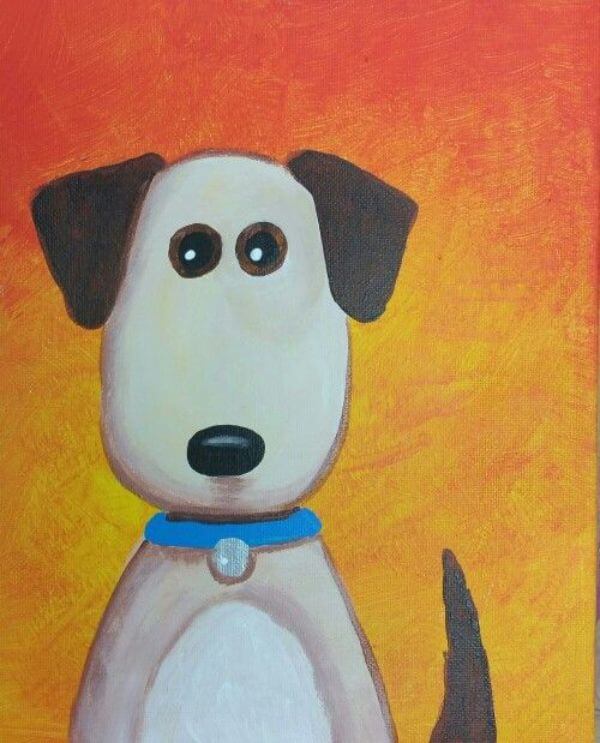 Acrylic Painting Of A Dog On A Canvas Dog Paintings For Kids
