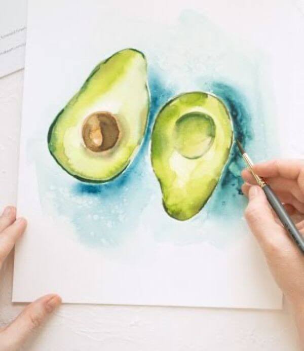 Amazing Avocado Watercolor Painting For Kids
