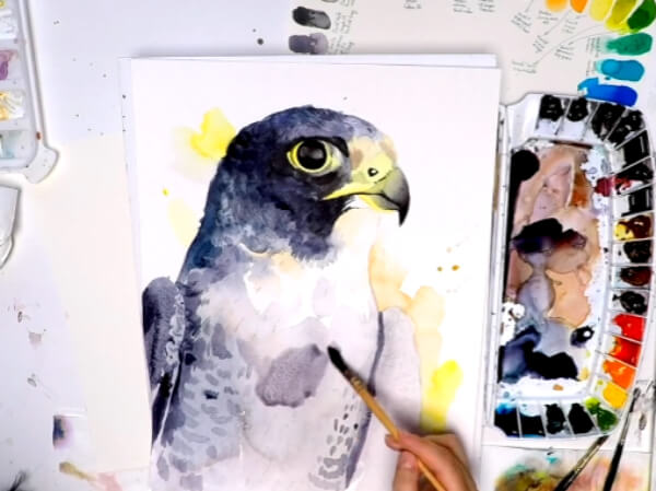 Amazing Falcon Watercolor Painting