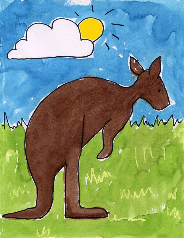 Kangaroo Drawing & Sketches For Kids Australian Kangaroo Drawing Art For Kids