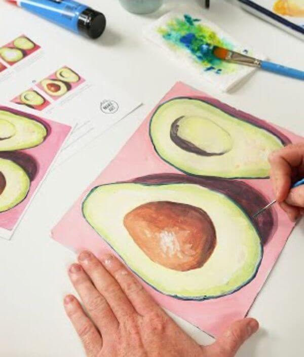 Avocado Painting Step By Step For Kids