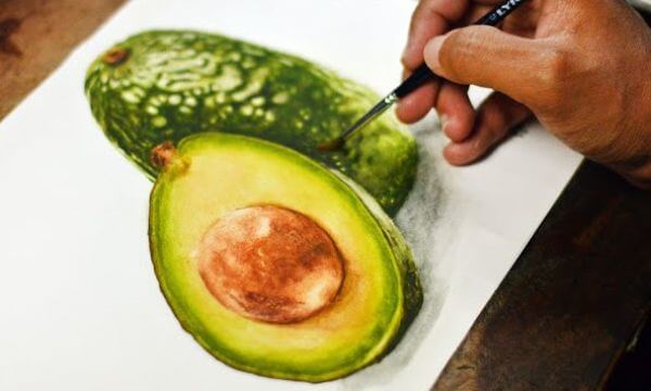 Avocado Watercolor Simple Painting For Kids