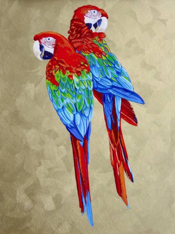 Awesome Two Parrot Painting Artwork For Kids