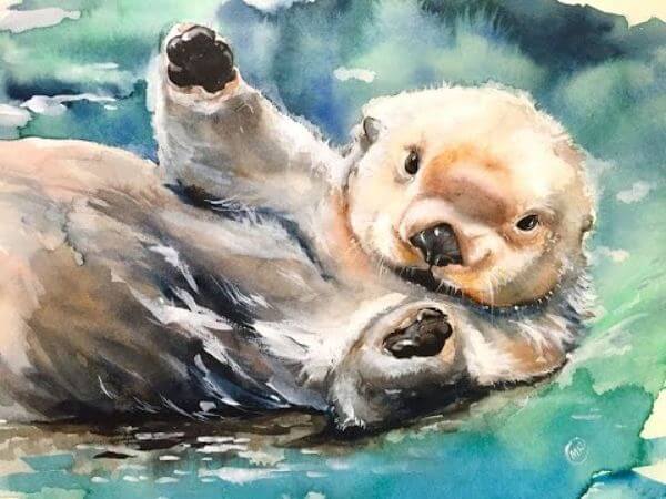 Baby Otter Watercolor Painting Tutorial