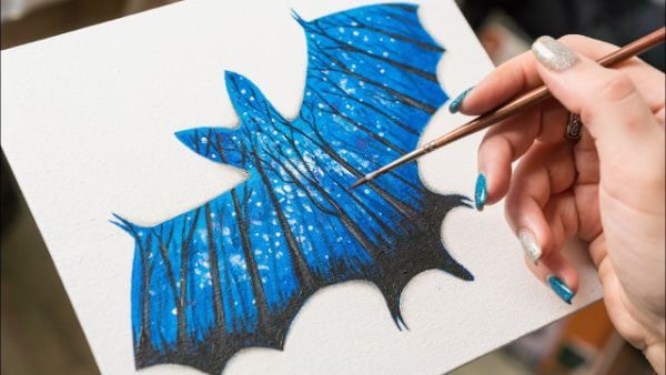 Bat Acrylic Painting Silhouette art For Kids