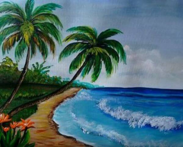 Beautiful Beach painting for kids