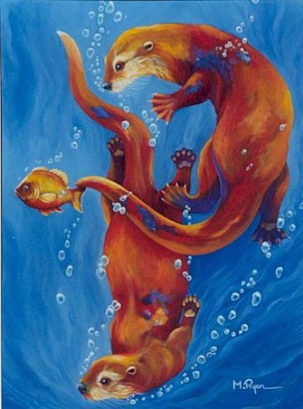 Beautiful Otter Painting Artwork For Kids