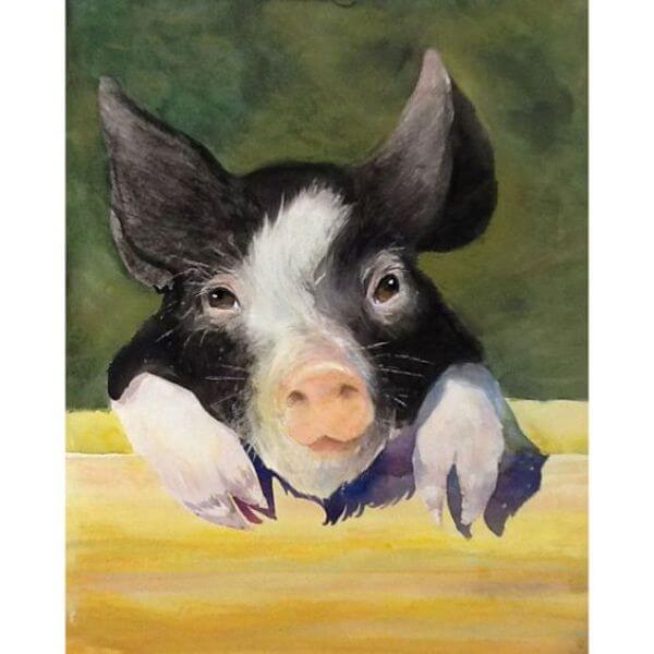 Black & White Pig Painting For Kids