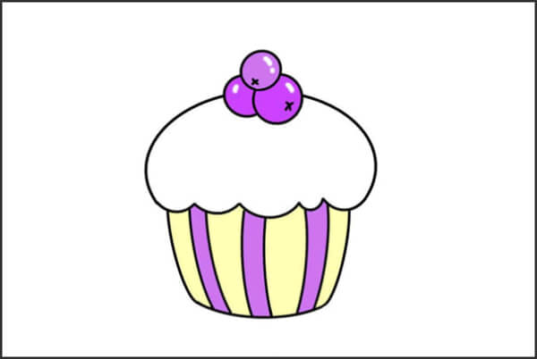 Blueberry Cupcake Easy Drawing
