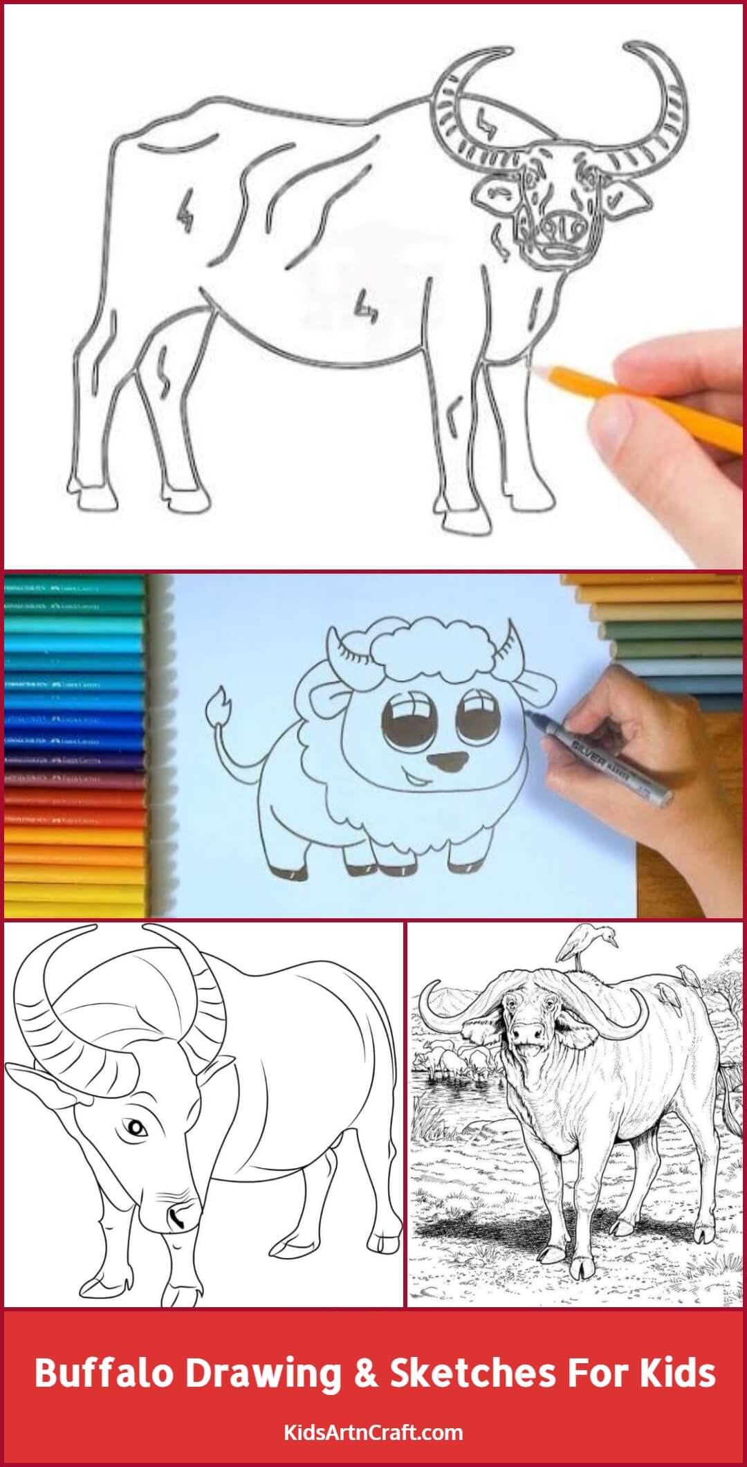 Buffalo Drawing & Sketches For Kids