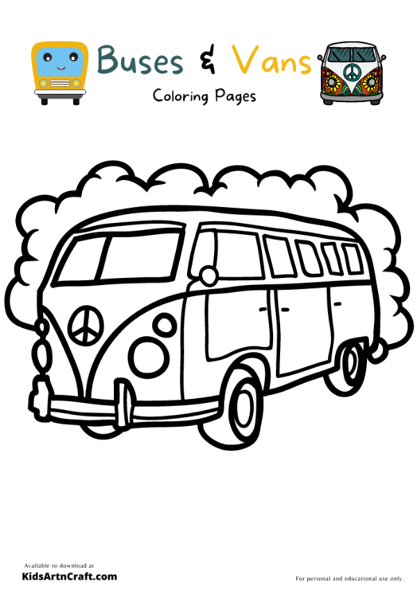 Buses And Vans Coloring Pages For Kids – Free Printables