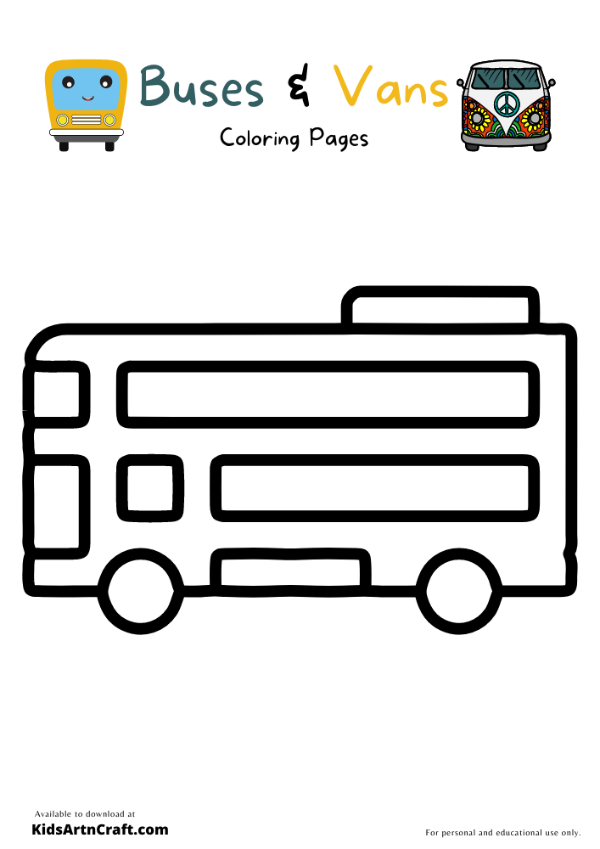 Buses And Vans Coloring Pages For Kids – Free Printables