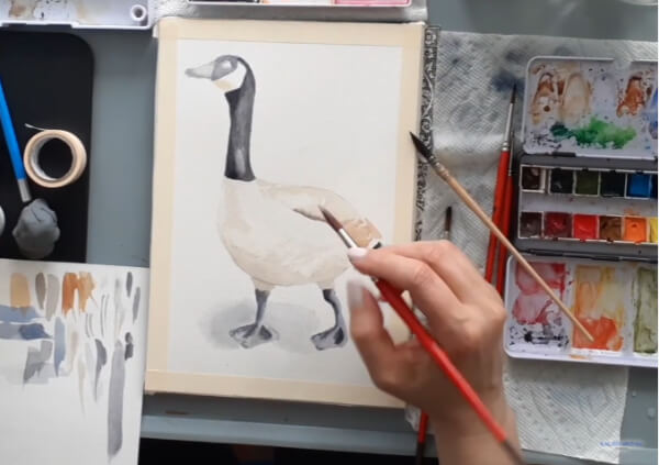 Canadian Goose Watercolor Painting