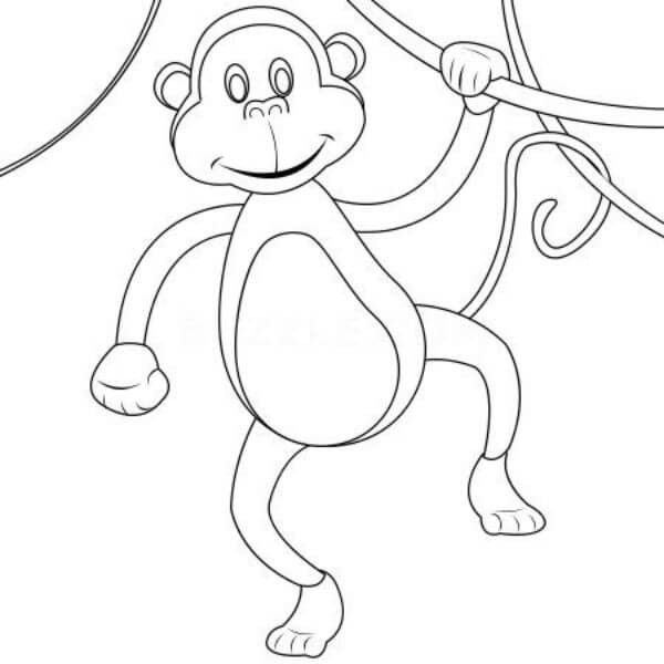 Cartoon Monkey Drawing In The Jungle
