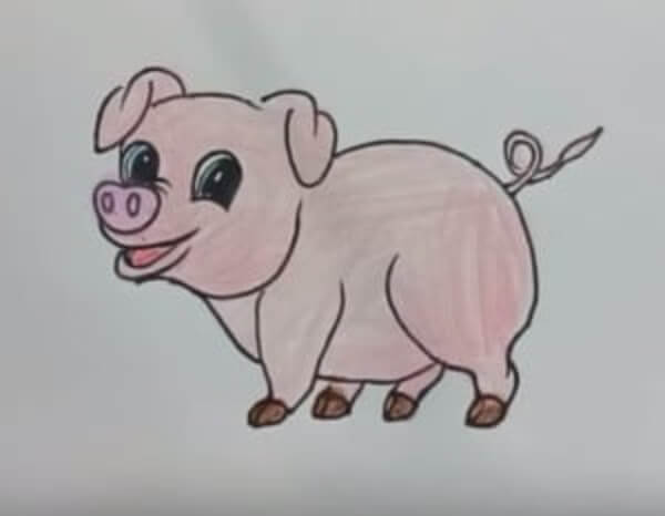 Pig Drawing & Sketches For Kids Cartoon Pig Drawing Step By Step