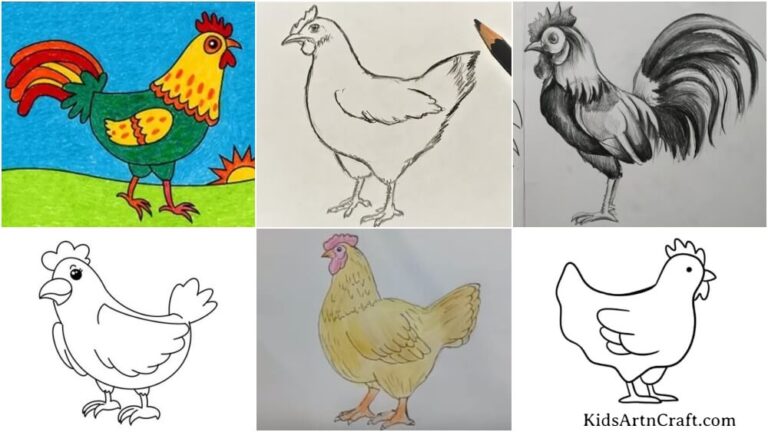 Chicken Drawing & Sketches For Kids - Kids Art & Craft