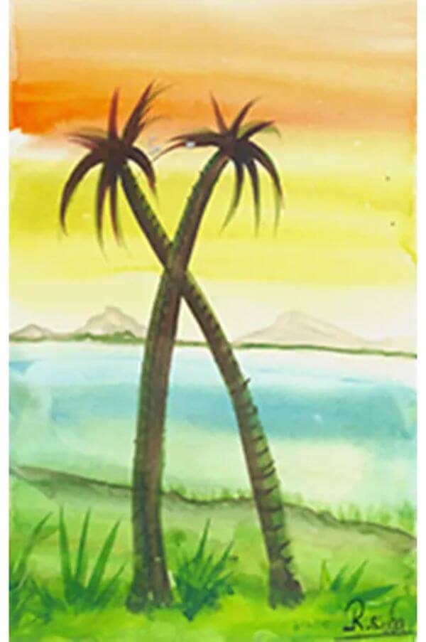 Coconut Tree Painting For Kids