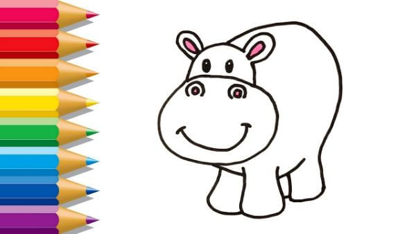 Colorful Hippo Paintings For Toddlers